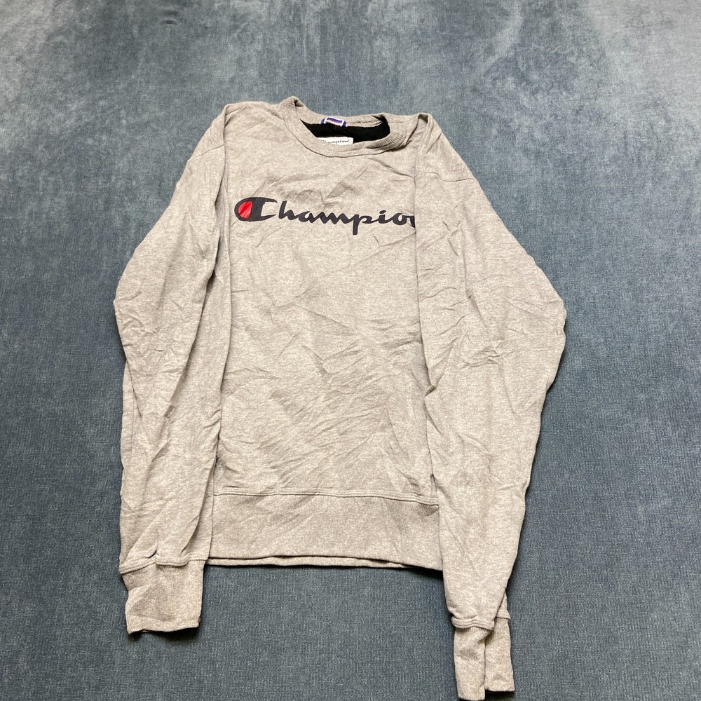 VTG Champion Authentic Sweatshirt Mens Small Gray Long Sleeve Logo Athletic Wear